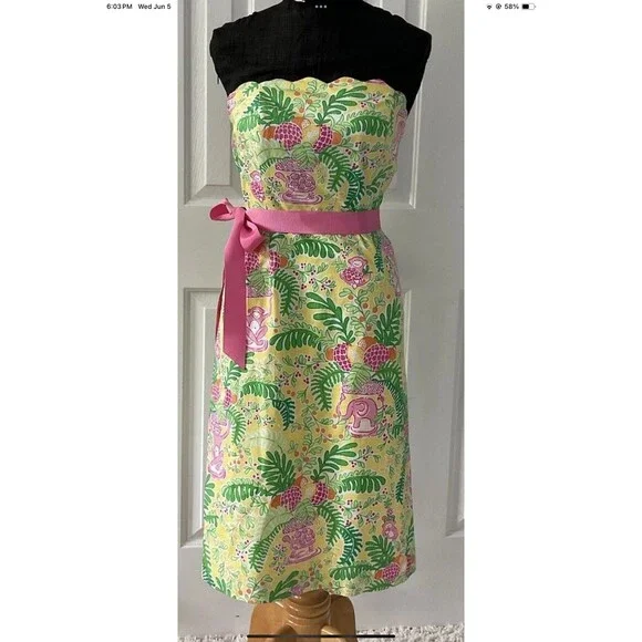 Lilly Pulitzer Lemon Sorbet Yellow Paradise Strapless Cotton Dress Size 4 Lilly Pulitzer Lemon Sorbet Yellow Paradise Strapless Cotton Dress Size 4